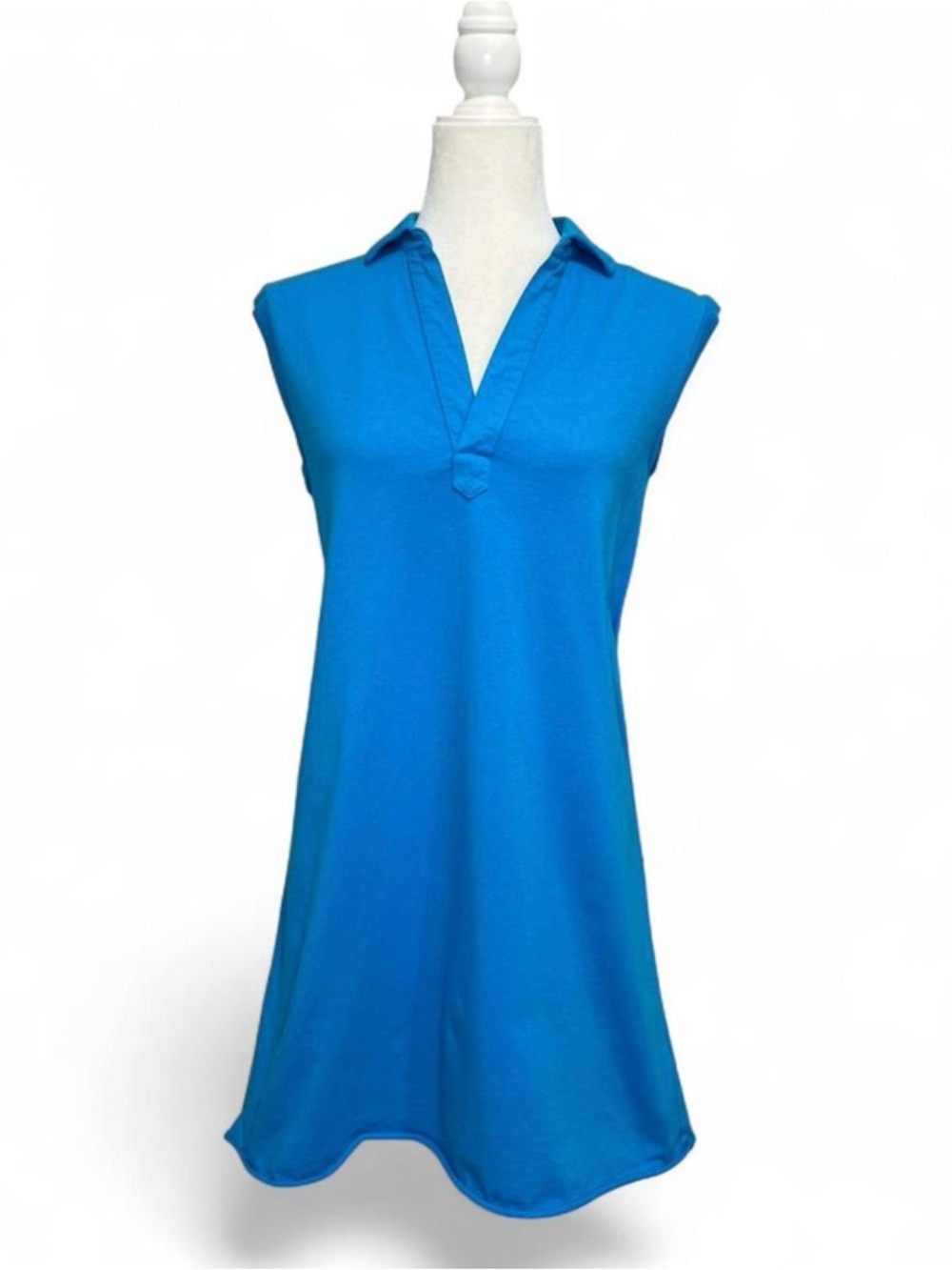 Frank & Eileen Bright Blue Sleeveless Collared V-Neck Tunic